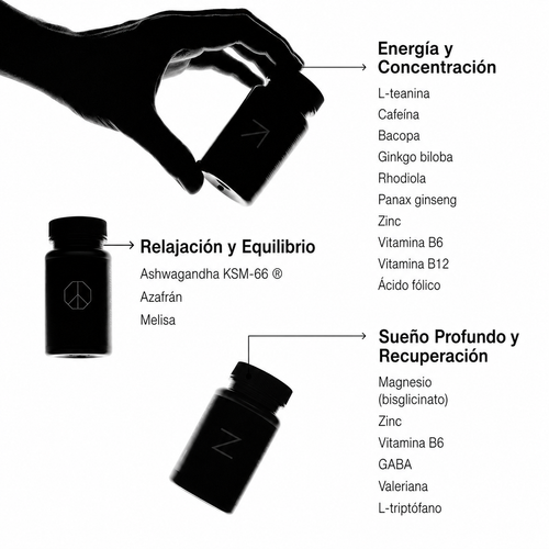 MODO ZZNN - sistema de suplementación 3 en 1 Focus Calm Sleep